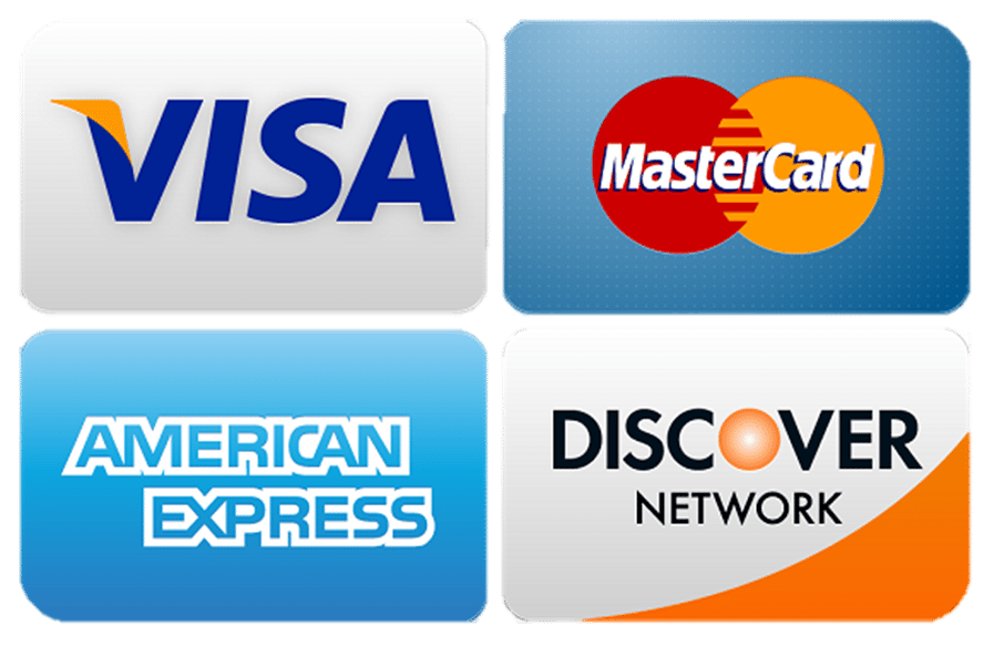 Visa, American Express, Discover, and Mastercard